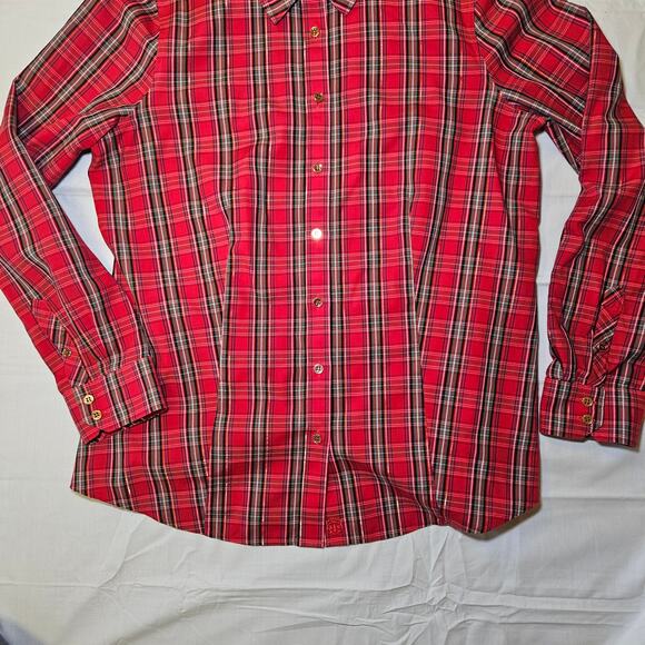 Talbots Petites Women’s Shirt 6P Red Plaid Cotton Blend Long Sleeve Button Front - Picture 4 of 11